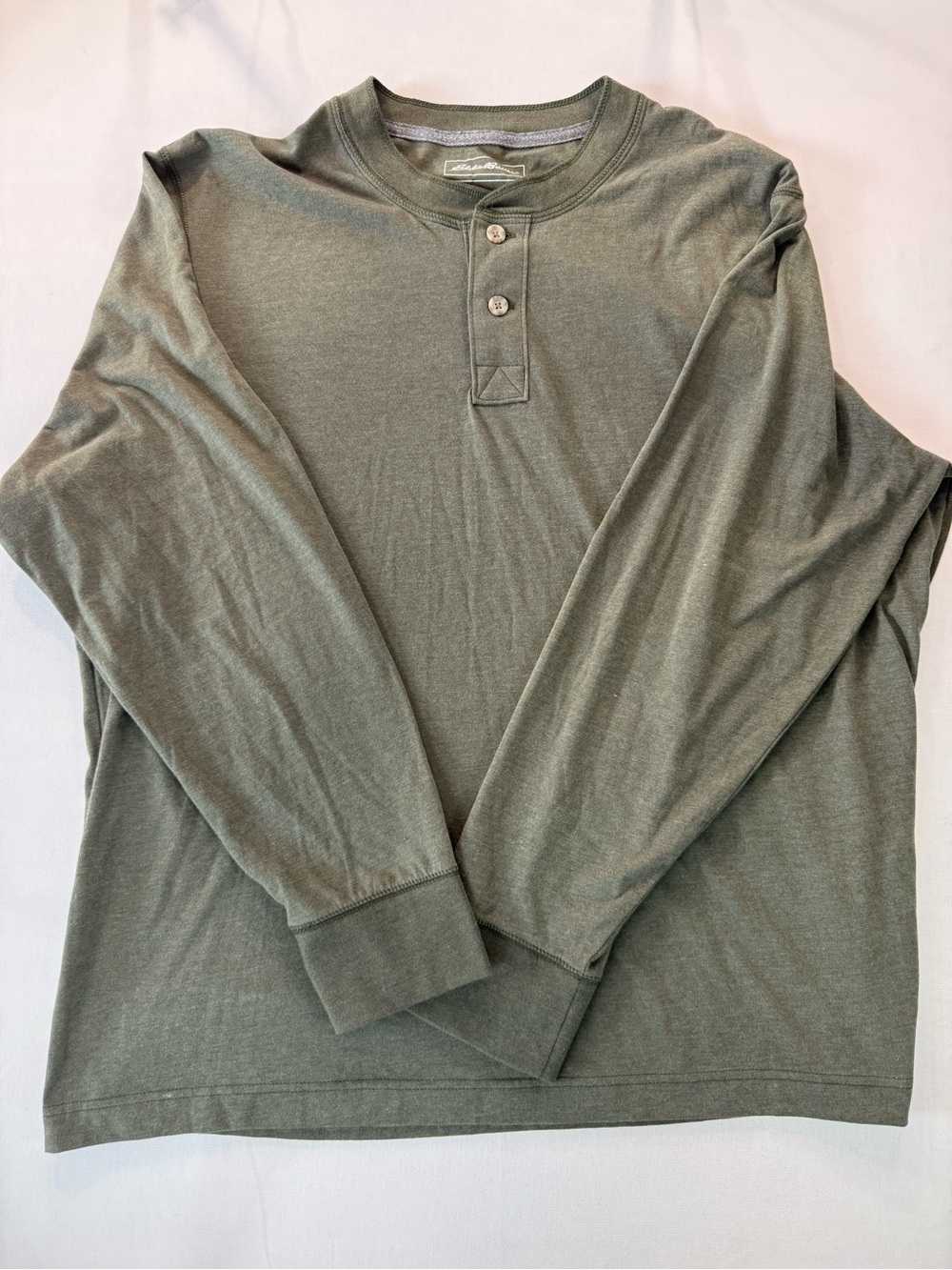 Eddie Bauer Men's Olive Henley Long-Sleeve Shirt
